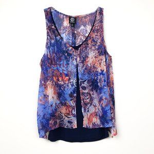 2-Piece Split Center Sleeveless Floral V-Neck Top